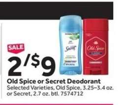 Old Spice or Secret Deodorant