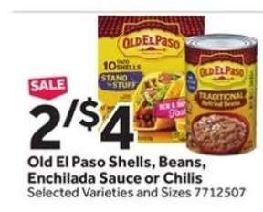 Old El Paso Shells, Beans, Enchilada Sauce or Chilis