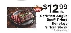 Certified Angus Beef Prime Boneless Sirloin Steak