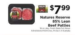 Natures Reserve 85% Lean Beef Patties