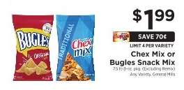Chex Mix or Bugles Snack Mix