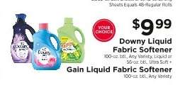 Downy Liquid Fabric Softener + Gain Liquid Fabric Softener