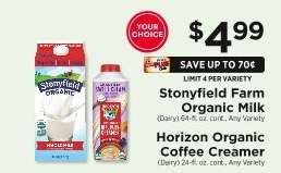 Stonyfield Farm Organic Milk / Horizon Organic Coffee Creamer