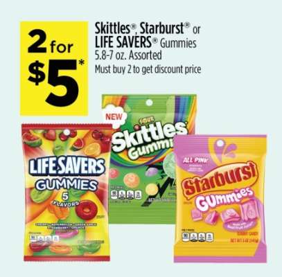 Skittles, Starburst or LIFE SAVERS Gummies