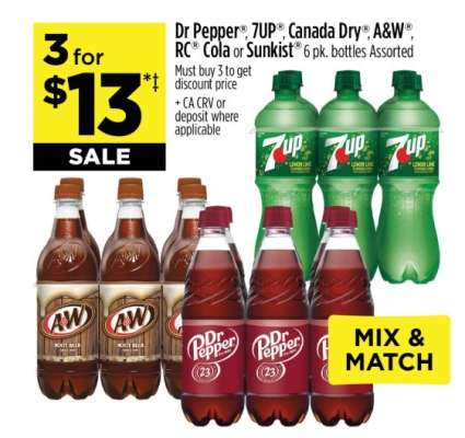 Dr Pepper, 7UP, Canada Dry, A&W, RC Cola or Sunkist