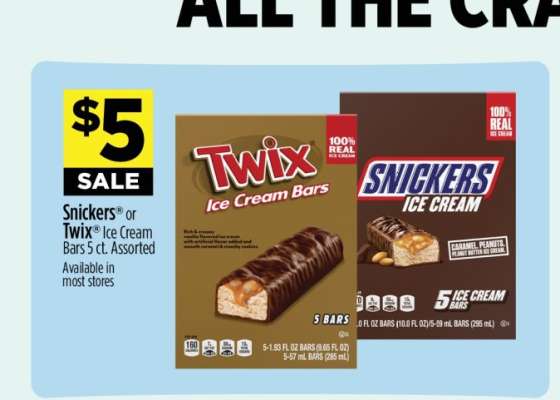 Snickers or Twix Ice Cream Bars