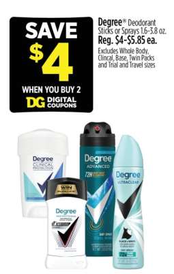 Degree Deodorant Sticks or Sprays