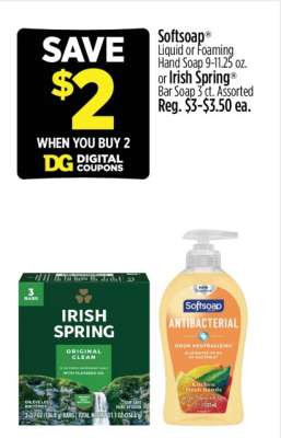 Softsoap Liquid or Foaming Hand Soap or Irish Spring Bar Soap