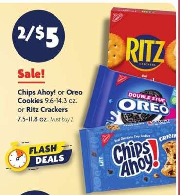 Chips Ahoy!, Oreo Cookies, Ritz Crackers
