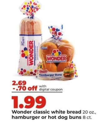 Wonder classic white bread or buns