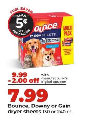 Bounce, Downy or Gain dryer sheets