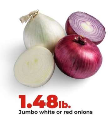 Jumbo white or red onions