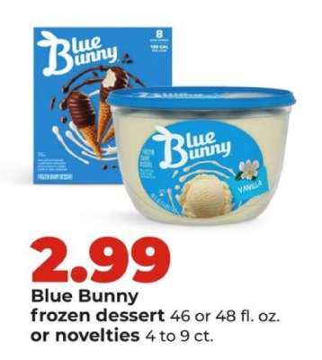 Blue Bunny frozen dessert or novelties