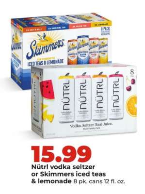 Nutrl vodka seltzer or Skimmers Iced Teas & Lemonade