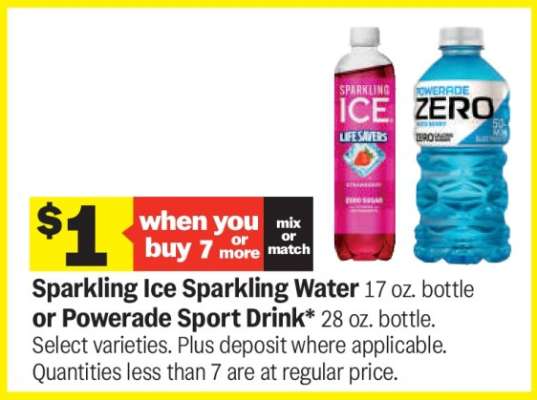 Sparkling Ice Sparkling Water or Powerade Sport Drink