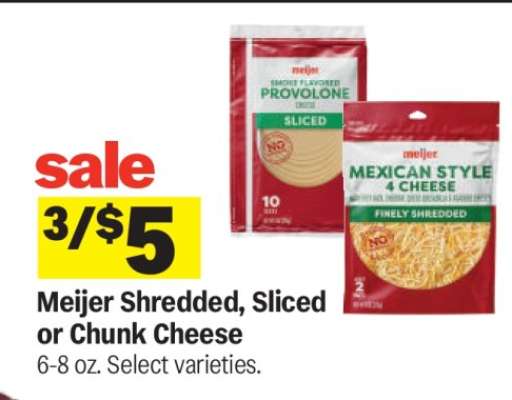 Meijer Shredded, Sliced or Chunk Cheese*
