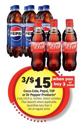 Coca-Cola, Pepsi, 7UP or Dr Pepper Products*