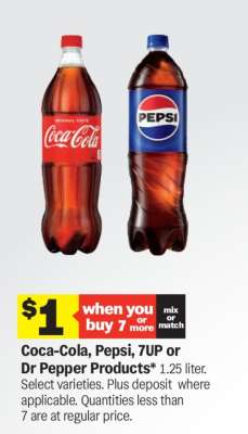 Coca-Cola, Pepsi, 7UP or Dr Pepper Products*