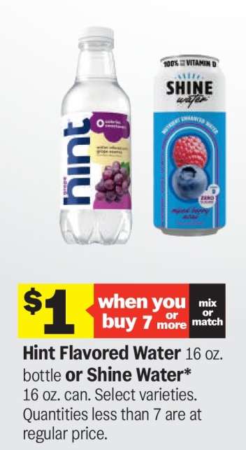 Hint Flavored Water or Shine Water