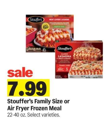 Stouffer's Family Size or Air Fryer Frozen Meal