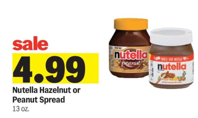Nutella Hazelnut or Peanut Spread