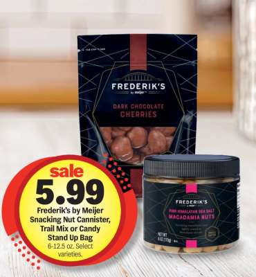 Frederik's by Meijer Snacking Nut Cannister, Trail Mix or Candy Stand Up Bag