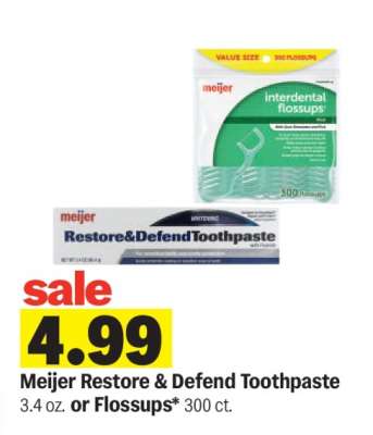 Meijer Restore & Defend Toothpaste or Flossups