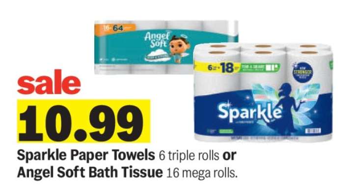 Sparkle Paper Towels or Angel Soft Bath Tissue