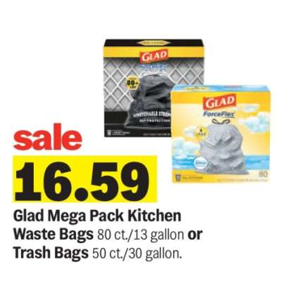 Glad Mega Pack Kitchen Waste Bags or Trash Bags