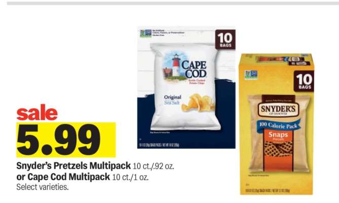 Snyder's Pretzels Multipack or Cape Cod Multipack