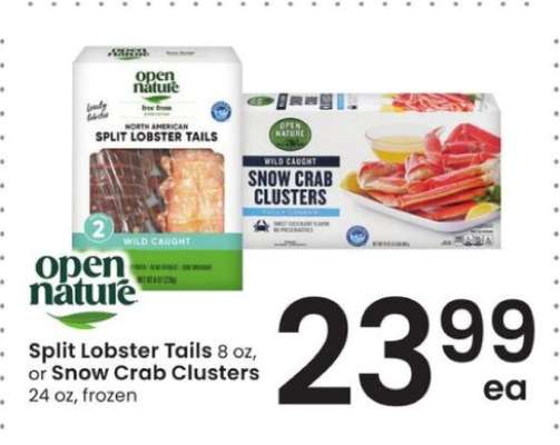 Open Nature Split Lobster Tails or Snow Crab Clusters