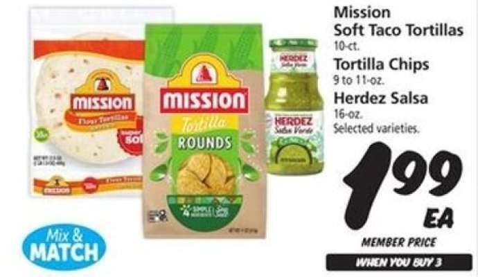 Mission Soft Taco Tortillas, Tortilla Chips, Herdez Salsa
