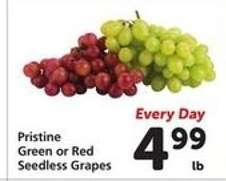 Pristine Green or Red Seedless Grapes