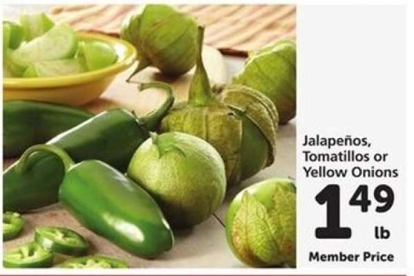 Jalapeños, Tomatillos or Yellow Onions