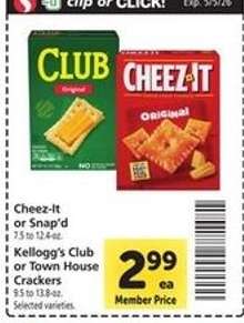 Cheez-It or Snap'd, Kellogg's Club or Town House Crackers