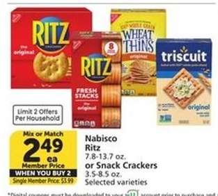 Nabisco Ritz or Snack Crackers