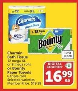 Charmin Bath Tissue or Bounty Paper Towels
