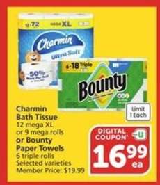 Charmin Bath Tissue or Bounty Paper Towels