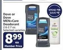 Dove or Dove Men + Care Deodorant