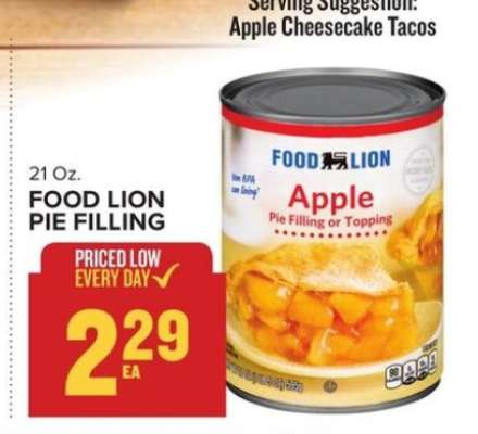 FOOD LION PIE FILLING
