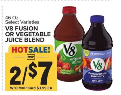 V8 Fusion or Vegetable Juice Blend