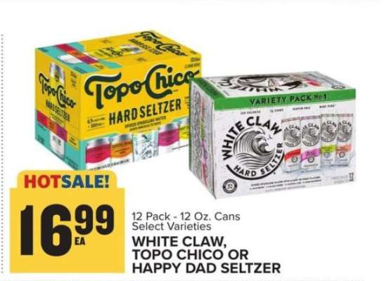 White Claw, Topo Chico or Happy Dad Seltzer