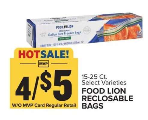 FOOD LION RECLOSABLE BAGS