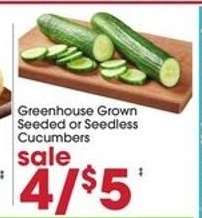 Greenhouse Grown Seeded or Seedless Cucumbers