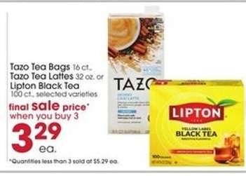 Tazo Tea Bags / Tazo Tea Lattes / Lipton Black Tea