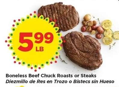 Boneless Beef Chuck Roasts or Steaks