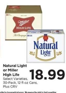 Natural Light or Miller High Life
