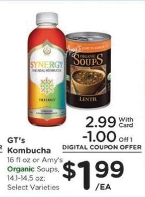 GT's Kombucha or Amy's Organic Soups