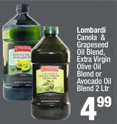 Lombardi Canola & Grapeseed Oil Blend, Extra Virgin Olive Oil Blend or Avocado Oil Blend 2 Ltr