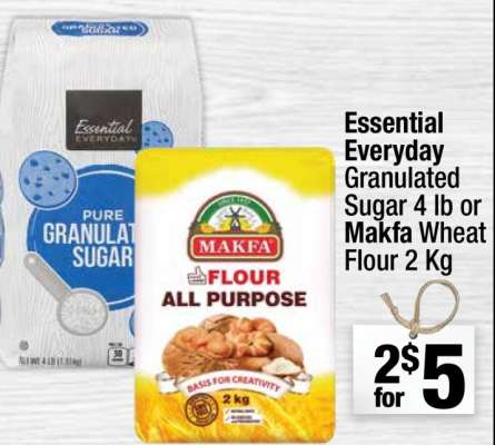 Essential Everyday Granulated Sugar 4 lb or Makfa Wheat Flour 2 Kg